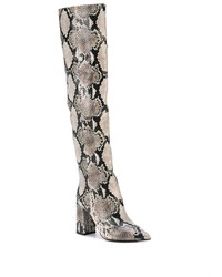 Bottes hauteur genou en cuir imprimées serpent grises Tabitha Simmons