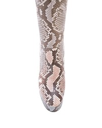 Bottes hauteur genou en cuir imprimées serpent grises Casadei