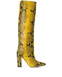 Bottes hauteur genou en cuir imprimées serpent jaunes Paris Texas
