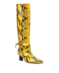 Bottes hauteur genou en cuir imprimées serpent jaunes Rosetta Getty