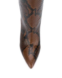 Bottes hauteur genou en cuir imprimées serpent marron Paris Texas