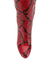 Bottes hauteur genou en cuir imprimées serpent rouges Kalda