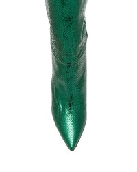 Bottes hauteur genou en cuir imprimées serpent vertes Marc Ellis
