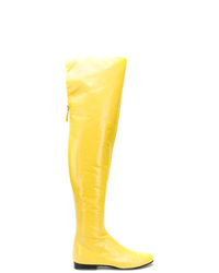 Bottes hauteur genou en cuir jaunes Alberta Ferretti