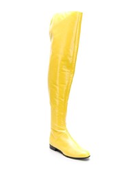 Bottes hauteur genou en cuir jaunes Alberta Ferretti