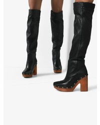 Bottes hauteur genou en cuir noires Jacquemus