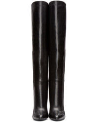 Bottes hauteur genou en cuir noires Versace