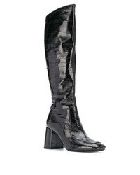 Bottes hauteur genou en cuir noires Saint Laurent