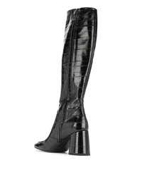 Bottes hauteur genou en cuir noires Saint Laurent