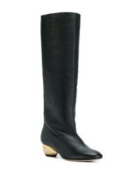 Bottes hauteur genou en cuir noires Paul Andrew