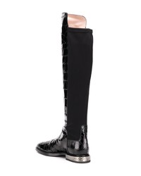 Bottes hauteur genou en cuir noires Alberto Gozzi