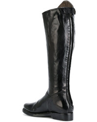 Bottes hauteur genou en cuir noires Eleventy