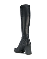 Bottes hauteur genou en cuir noires Chalayan