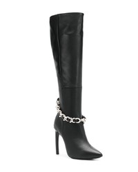 Bottes hauteur genou en cuir noires Marc Ellis