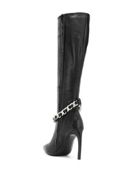 Bottes hauteur genou en cuir noires Marc Ellis