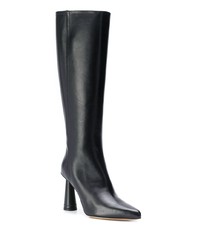 Bottes hauteur genou en cuir noires Jacquemus