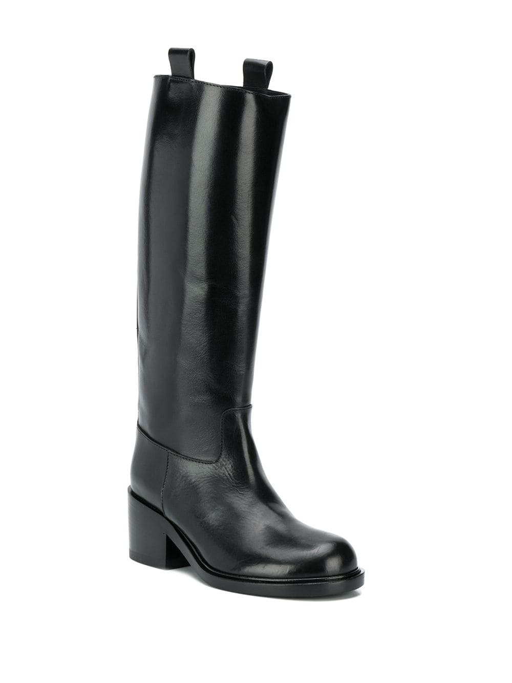 Bottes hauteur genou en cuir noires Asos, €185 | Asos | Lookastic France