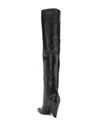 Bottes hauteur genou en cuir noires Saint Laurent