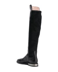 Bottes hauteur genou en cuir noires Alberto Gozzi