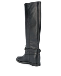 Bottes hauteur genou en cuir noires Via Roma 15