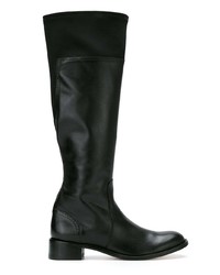 Bottes hauteur genou en cuir noires Sarah Chofakian