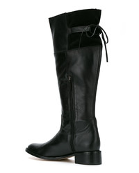 Bottes hauteur genou en cuir noires Sarah Chofakian