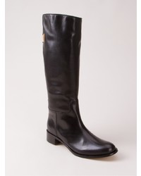 Bottes hauteur genou en cuir noires Sarah Chofakian