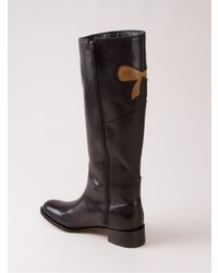 Bottes hauteur genou en cuir noires Sarah Chofakian