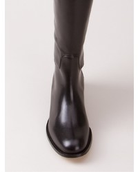 Bottes hauteur genou en cuir noires Sarah Chofakian