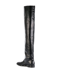 Bottes hauteur genou en cuir noires Saint Laurent