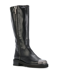 Bottes hauteur genou en cuir noires Baldinini