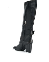 Bottes hauteur genou en cuir noires Sergio Rossi