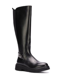 Bottes hauteur genou en cuir noires Baldinini