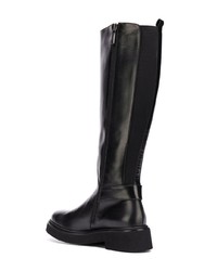 Bottes hauteur genou en cuir noires Baldinini