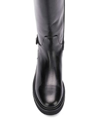 Bottes hauteur genou en cuir noires Baldinini