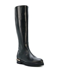 Bottes hauteur genou en cuir noires Baldinini