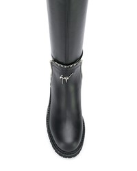 Bottes hauteur genou en cuir noires Giuseppe Zanotti Design