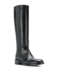 Bottes hauteur genou en cuir noires Vittorio Virgili