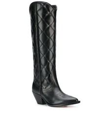 Bottes hauteur genou en cuir noires Sandro Paris