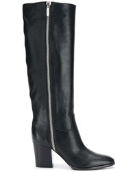 Bottes hauteur genou en cuir noires Sergio Rossi