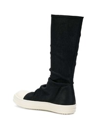 Bottes hauteur genou en cuir noires Rick Owens