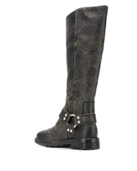 Bottes hauteur genou en cuir noires Diesel