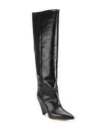 Bottes hauteur genou en cuir noires Isabel Marant