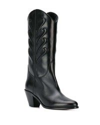 Bottes hauteur genou en cuir noires Francesco Russo