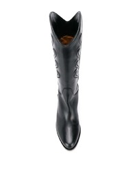 Bottes hauteur genou en cuir noires Francesco Russo