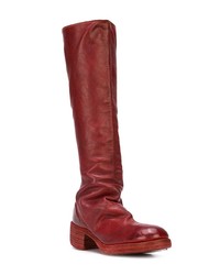 Bottes hauteur genou en cuir rouges Guidi