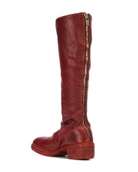 Bottes hauteur genou en cuir rouges Guidi