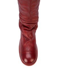 Bottes hauteur genou en cuir rouges Guidi