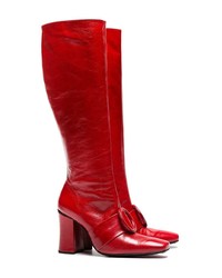 Bottes hauteur genou en cuir rouges Dorateymur