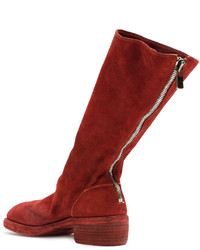 Bottes hauteur genou en cuir rouges Guidi